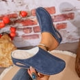 thumbnail image 5 of YOUYEDIAN Leather Orthopedic Shoes for Women Slip-On Nurse Shoes Fashion Round-Toe Wedge Heel Thick-Soled Comfortable Arch Support Walking Mules (Blue, 8.5 Wide), 5 of 6