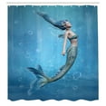 thumbnail image 2 of Ambesonne Ocean Shower Curtain, Mermaid Myth Creature, 69"Wx75"L, Blue, 2 of 4
