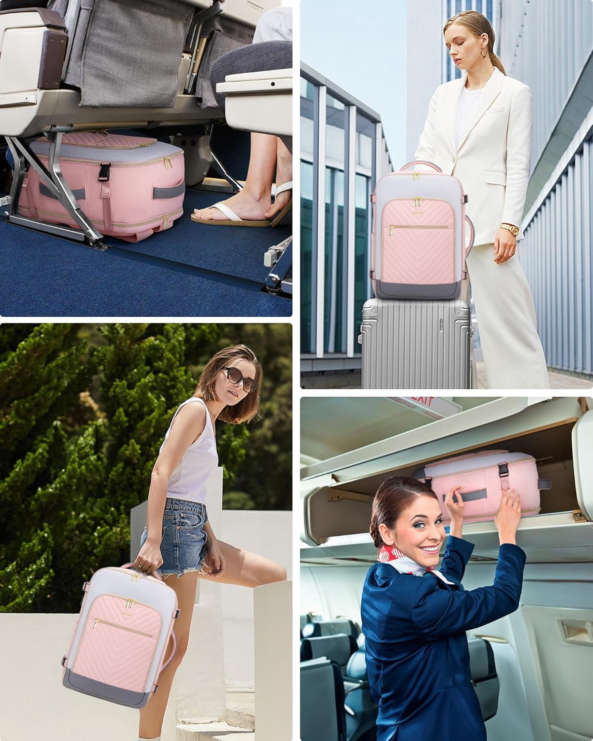 Lovevook Travel Backpack Men Women, 40L Expandable Carry-On Luggage Backpack Set Airline Approved, Larger Personal Item Travel Bag Suitcase Weekender Overnight Bag
