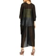 thumbnail image 4 of LA LEELA Women's Chiffon Summer Beach Open Front Holiday Kimono Beachwear Duster Cardigans 3X-4X Black, Solid, 4 of 5