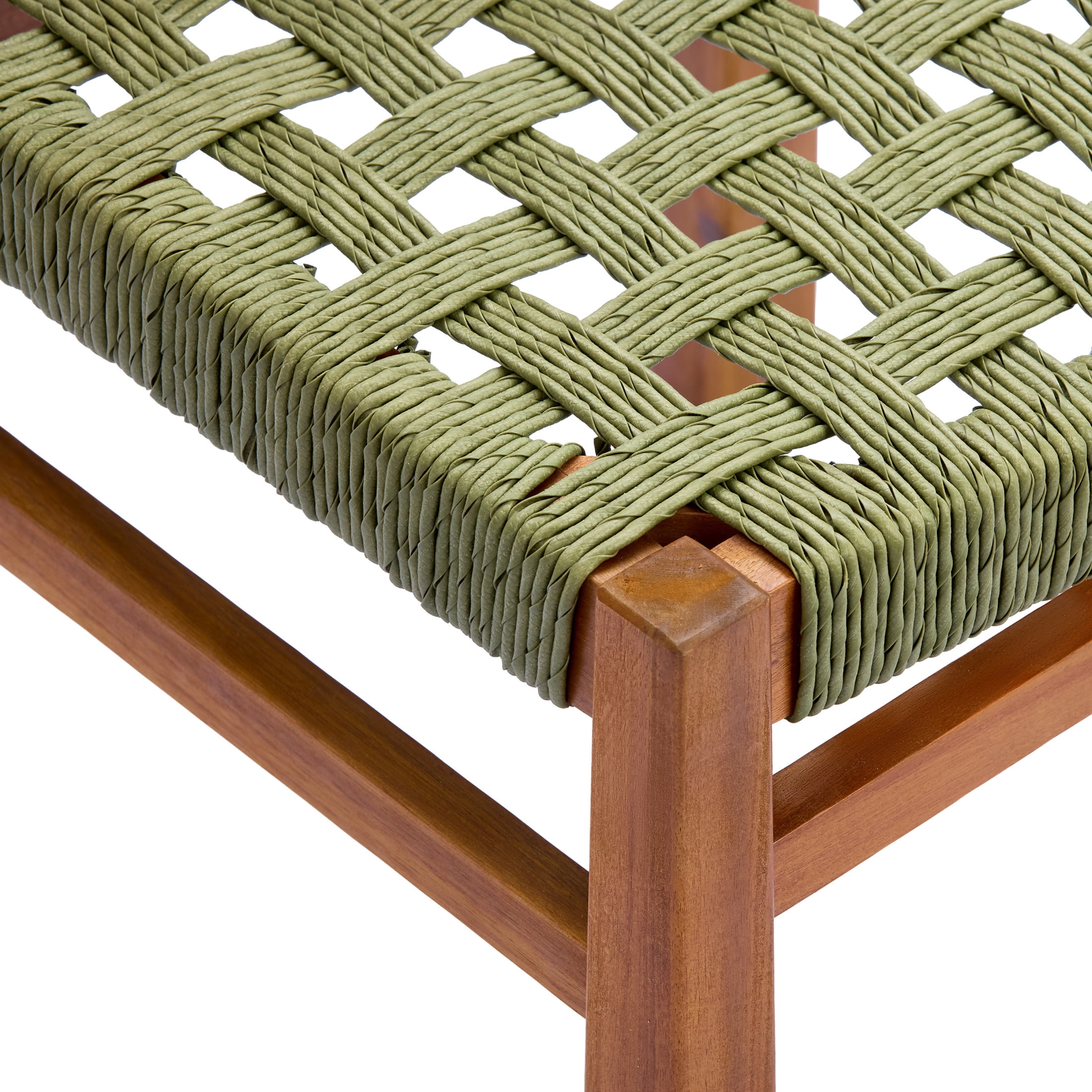 Christopher Knight Home 5-Piece Outdoor Wood Dining Set, Teak Square Table and Green Wicker Chairs