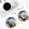 thumbnail image 4 of Vsdgher Sunset Airplane Travel View Print Leather Coasters for Drinks, Durable Drink Coasters 4 Set for Tabletop Protection, Luxurious Home Décor and Housewarming Gift-Octagon, 4 of 6