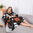 thumbnail image 5 of Oversized Wearable Blanket Hoodie,Black Halloween Pumpkin Faces Sherpa Blanket Hoodie with Super Pockets,Super Warm Fuzzy Pullover for Women & Men, 5 of 6