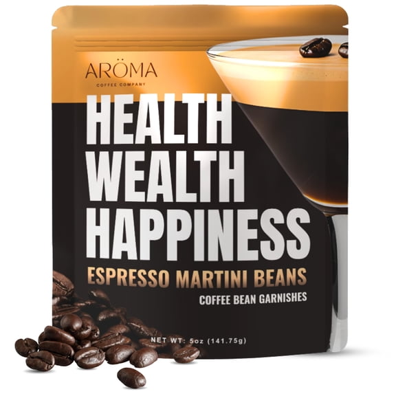 Aroma Espresso Martini Coffee Bean Garnish | 5oz Whole Dark Roast Espresso Beans | Edible Cocktail & Dessert Garnish for Espresso Martinis, Coffee Drinks & Mixology | Organic, Barista Quality