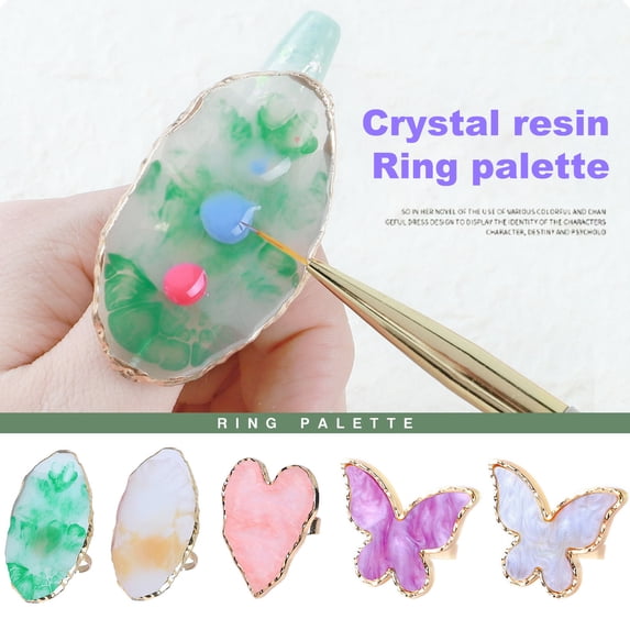 opvise Nail Color Plate Wearable Displaying Smooth Resin Nail Color Palette Gel Polish Mixing Plate for Manicure