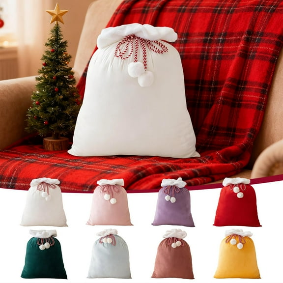 Christmas Gift Bags 1PC,Velvet Holiday Gift Wrap15.75x23.62in,Large Decorative Pouch for Festive Presents Party Decorations(Coffee)