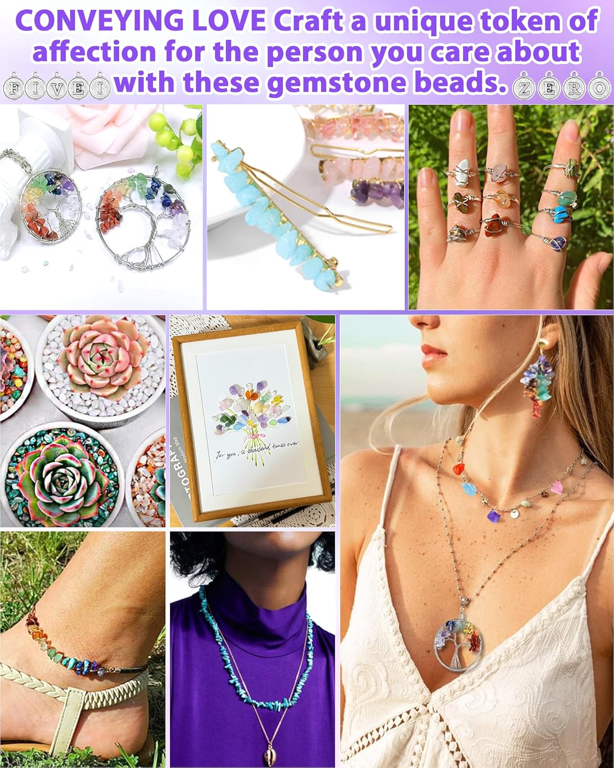 Jewelry Making Kit - 1956 PCS Natural Chip Stone Beads(25 Colors, 4-12mm) with Crystal Beads, Metal Charms, Jump Rings & Earring Hooks for DIY Bracelets, Necklaces, Earrings
