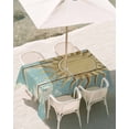 thumbnail image 3 of 60x102 Inch Outdoor Tablecloth with Umbrella Hole Zipper Rectangle Blue Golden Sun Rectangular Tablecloths Outside Waterproof Vintage Abstract Art Wooden Patio Table Cloth Cover for Picnic Party, 3 of 8