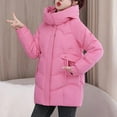 thumbnail image 2 of Women's Winter Warm Plus Size Puffer Coat Casual Colored Long-Sleeved Hooded Jacket Lightweight Puffer Jacket(Hot Pink 3XL), 2 of 7