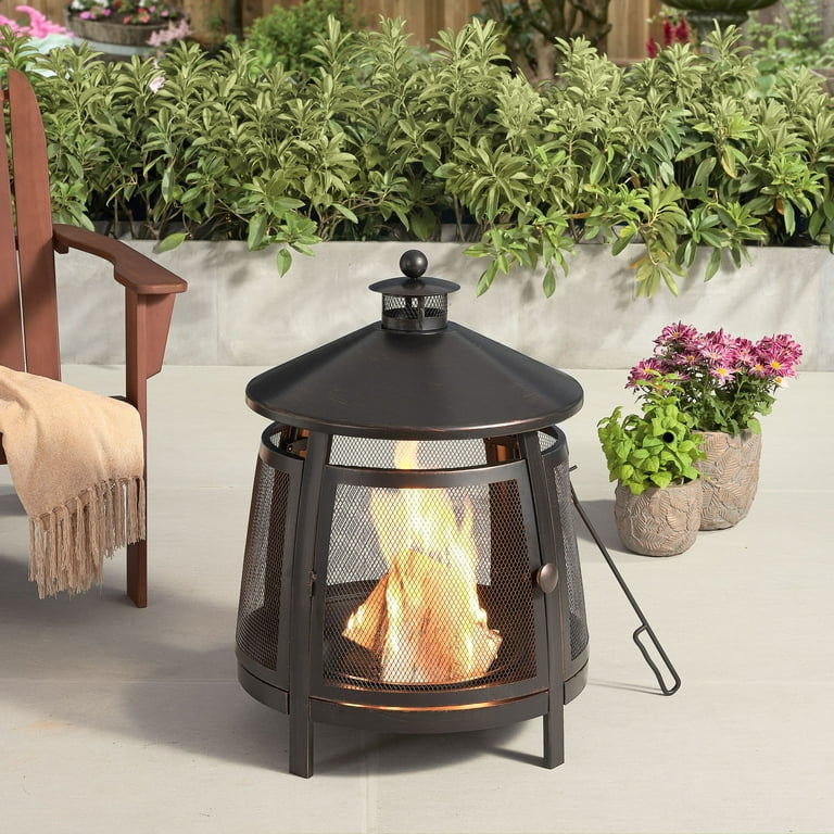 Mainstays 22-Inch Round Steel Wood Burning Outdoor Chiminea Mainstays 22-Inch Round Steel Wood Burning Outdoor Chiminea