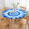 thumbnail image 3 of Blue Tie Dye Mandala Pattern Round Fitted Tablecloth with Elastic Edge,Dining Table Cover Waterproof,Outdoor Round Tablecloth for Camping,Dining,Indoor and Outdoor, 3 of 7