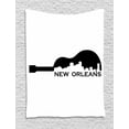 thumbnail image 1 of New Orleans Tapestry, Modern Composition of a Guitar Shape with the City Skyline Silhouette, Wall Hanging for Bedroom Living Room Dorm Decor, 60W X 80L Inches, Charcoal Grey White, by Ambesonne, 1 of 2