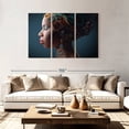 thumbnail image 2 of Elephant Stock African Woman Portrait Wall Art - Horizontal Multi Panel Canvas - Living Room Wall Decor - People Multi Panel - Black And Turquoise Decor - 74" x 48", 2 of 8