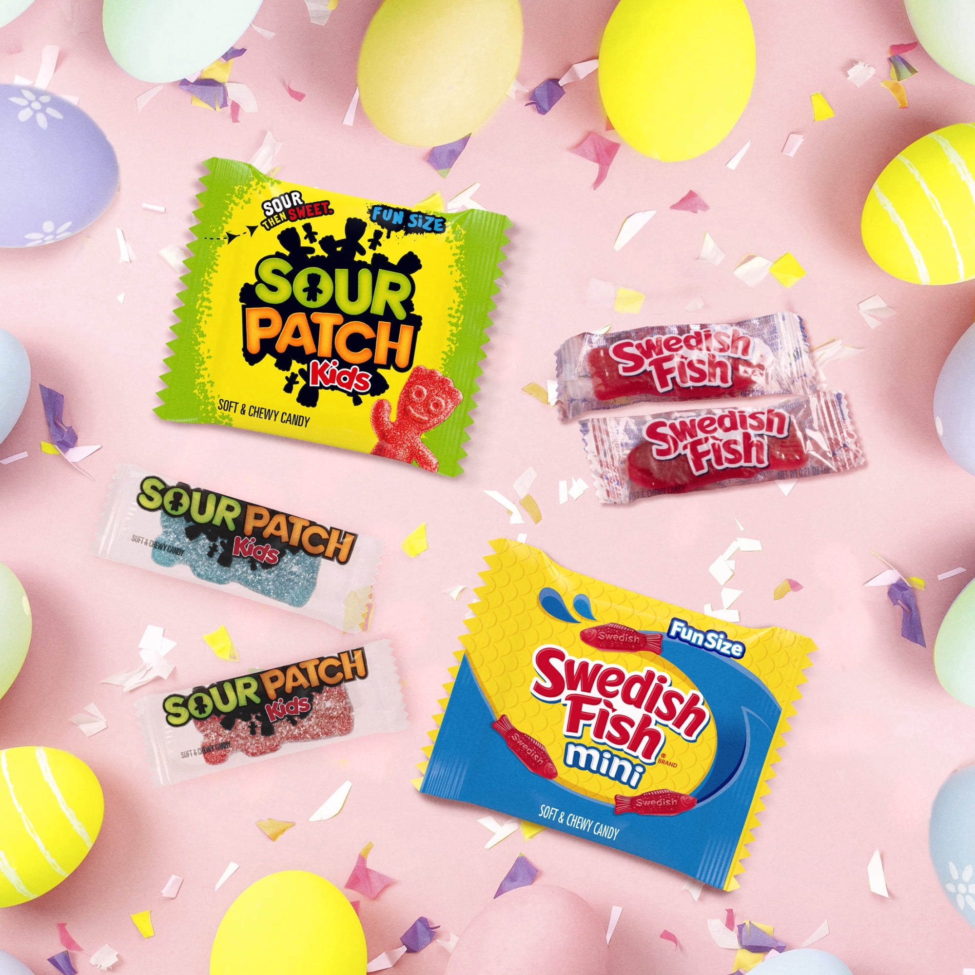 SOUR PATCH KIDS and SWEDISH FISH Soft & Chewy Easter Candy Variety Pack, Bulk Candy, 140 Snack Packs
