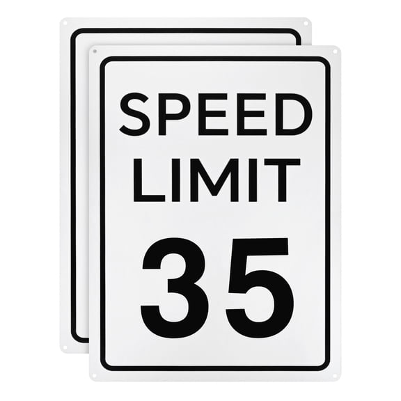 Uxcell 2-Pack Speed Limit 35 MPH Sign 16" x 12" Aluminum Weather Resistant Traffic Sign