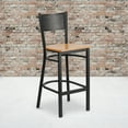 thumbnail image 2 of Flash Furniture HERCULES Series Black Grid Back Metal Restaurant Barstool - Natural Wood Seat, 2 of 7