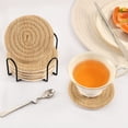 thumbnail image 5 of Haosy Set of 6 Drink Woven Coaster with Holder Heat Resistant Non-Slip Bar Coasters 4 Inches Hand Drawn Wooden Grain, 5 of 7