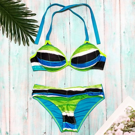 Baqcunre Swim Suits for Women 2024  Women Bandeau Bandage Bikini Set Push-Up Brazilian Swimwear Beachwear Swimsuit  Bikini Sets for Women  High Waisted Bikini Sets for Women Green L