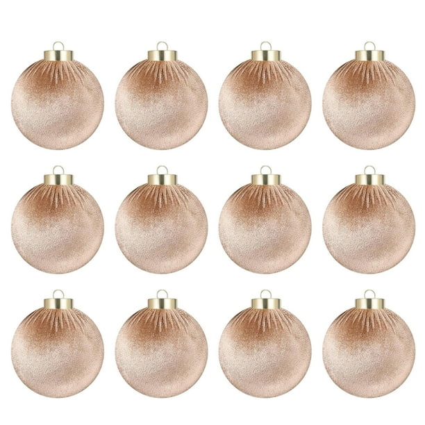Decoraciones Del Árbol de Navidad 12 Paquetes de Terciopelo Flocado Ornamentos de Bola, Luces Del Árbol de Navidad a Prueba de Roturas 2.36 Pulgadas Grandes para la Decoración de la Corona Del Manto D