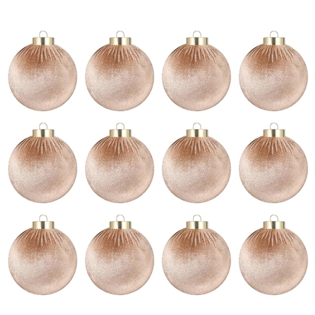 Christmas Tree Lights 12 Pack Velvet Balls Flocked Large Shatterproof 3.15Inch