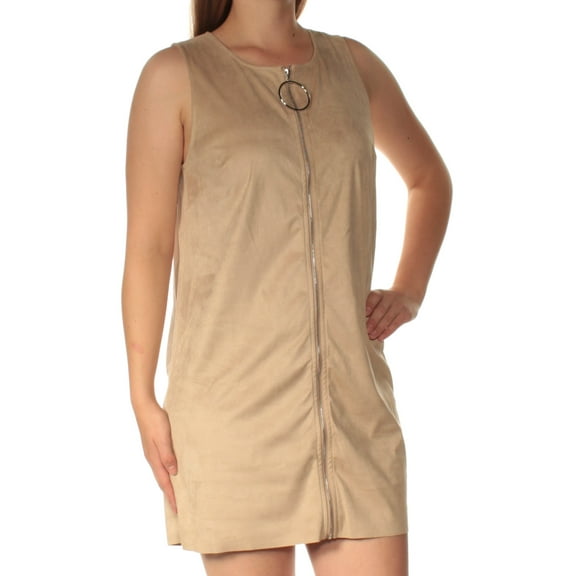 KENSIE Womens Beige Sleeveless Jewel Neck Above The Knee Shift Dress Size: XL