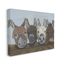 Stupell Happy Donkeys Farmhouse Portrait Animals & Insects Painting Gallery Wrapped Canvas Print Wall Art