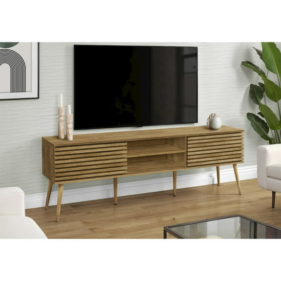 Tv Stand - 72 Inch - Media Entertainment Center - Storage Cabinet - Walnut