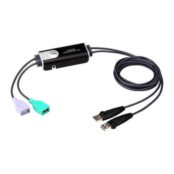 ATEN 2-Port USB Boundless Cable KM Switch - 2 Computer(s) - 4 x USB