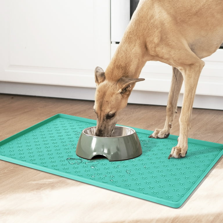 Pet Placemat Silicone Dog Cat Food Mat Many Paws Round Pet Feeding