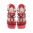 thumbnail image 2 of Lady Couture Devine Rhinestone Block Heel Dressy Sandal, Red, 4, 2 of 5