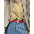 thumbnail image 4 of Catelles Red Leather Belt, with Diamond-studded Gold Double G Alloy Automatic Buckle Elegant And Durable, For 2.8cm Width women Belt,Gift Box&Length 95cm, 4 of 10