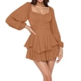 thumbnail image 1 of Kcodviy Combinaison à Volants pour Femmes, Manches Longues, Col Carré, Taille Élastique, Tendance, Décontractée, Pantalons et Jupes, 1 of 6