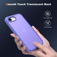 thumbnail image 5 of For iPhone 16e Phone Case,Translucent Frosted Skin Feel Anti-Scratch Hard PC Back Soft TPU Edge,Shockproof Bumper Protective Ultra Slim Thin Fit Rugged Phone Case Cover,Purple, 5 of 6