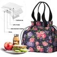 thumbnail image 4 of Pioneer Flower Drawstring Lunch Bag Women - Drawstring Lunch Bag Insulated for Work Office - Stain-Resistant Large Lunchbags for Women with Multi-Pockets, 4 of 6