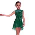 thumbnail image 7 of Aislor Girls Lyrical Dance Mock Neck Ruched Ballet Skirted Leotard Ballerina Ice Skating Dress Dark Green 10, 7 of 7