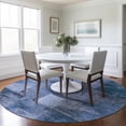 thumbnail image 6 of HomeRoots 625363 8 ft. Blue & Sky Blue Abstract Washable Transitional Indoor & Outdoor Round Area Rug, 6 of 9