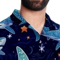 thumbnail image 5 of Starry Shark Men's Short Sleeve Hawaiian Poplin Shirt, Casual Printed Button Down Summer Beach Shirts - Unisex, 5 of 6