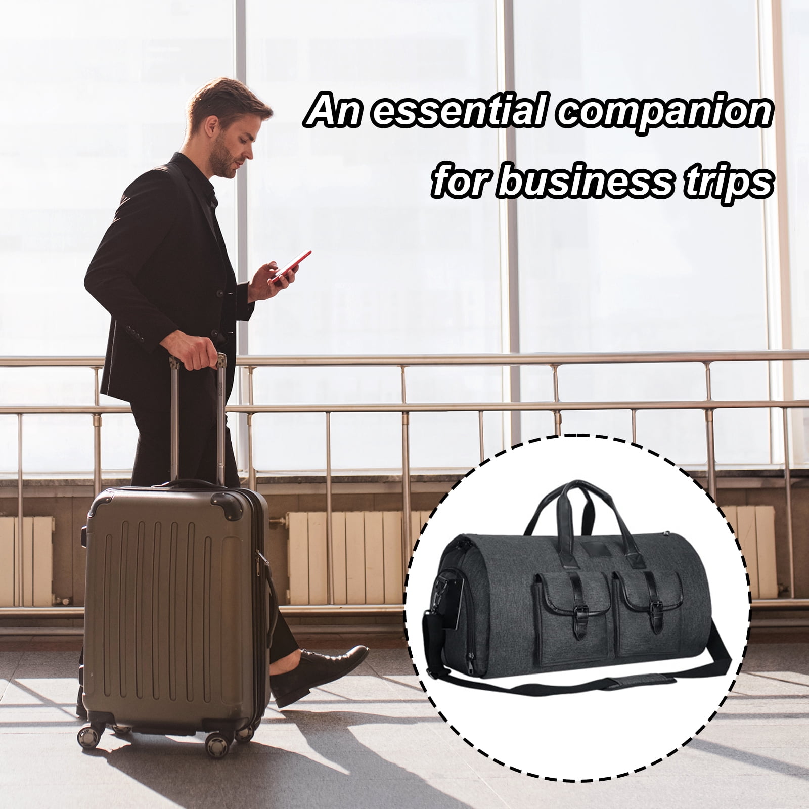 Oenbopo Garment Duffel Bag,45L Suit Bag Garment Bag with Shoe Compartment for Business Trips,Multifunctional Travel Bags for Women and Men