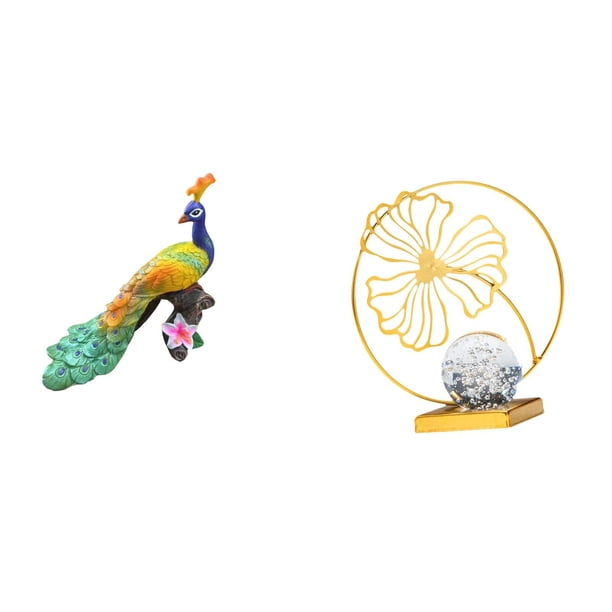 Escultura De Hoja De Pavo Real, Figura Decorativa, Adorno Artesanal, Estatua Para El Hogar, Jardín, Patio, Estantería, Oficina, Chimenea, Escritorio, Dormitorio, Regalo