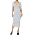 thumbnail image 1 of TheMogan Robe Midi Moulante Crayon en Coton Extensible à Manches Courtes et Encolure Carrée pour Femmes P-TG, 1 of 6