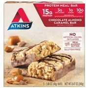 Atkins Protein Meal Bar, Chocolate Almond Caramel, Keto Friendly, 5 Count