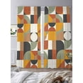 thumbnail image 3 of Nordic Retro Sheer Curtains 108 Inches Long 2 Panels Orange Black White Geometric Abstract Art Light Filtering Semi Sheer Window Curtains Drapes for Bedroom Living Room 52"x108"x2, 3 of 7