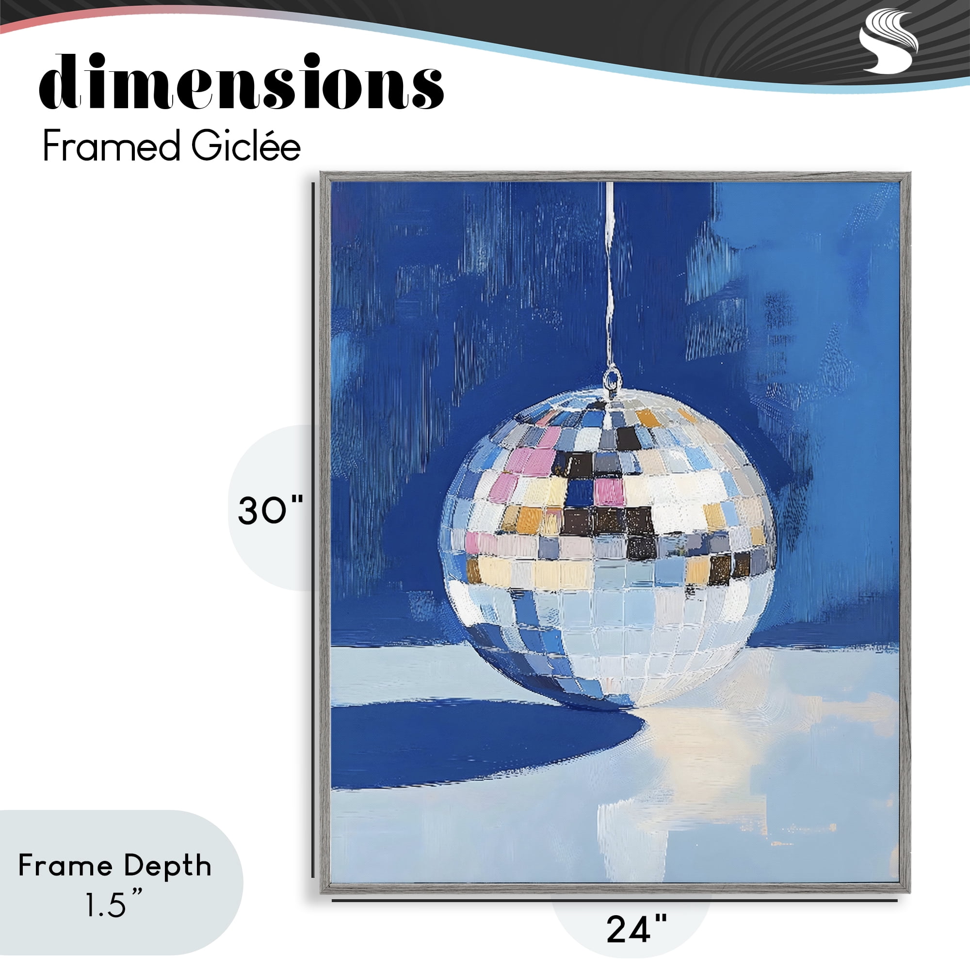 Stupell Industries Silver Dance Disco Ball Gray Framed Giclee Art, design by The Prints Vibe