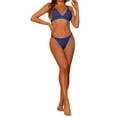 thumbnail image 2 of Conjuntos de bikini triangular de 2 piezas para mujer con anillos, tirantes anchos ajustables, cierre en la parte posterior, trajes de baño acanalados, talla X-Small, azul real, 2 of 5