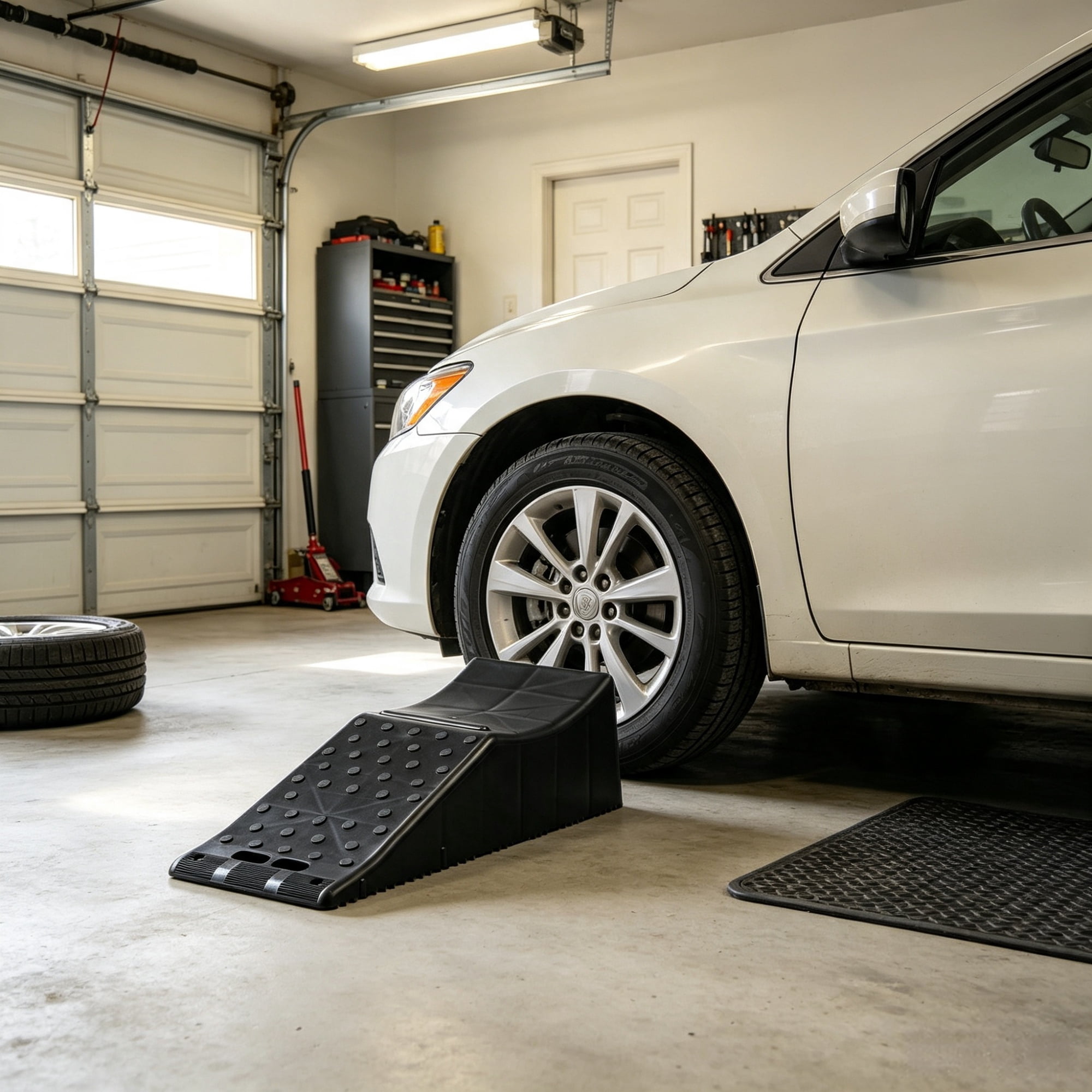 AsterOutdoor Single Auto Service Ramp (20000 lbs/9 Ton) 5.5 Elevation Vehicle Tire Ramp for Routine Maintenance