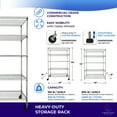 thumbnail image 4 of Crescent 4000 LBS Capacity, 48W 18L 76H Chrome, 5 Tier NSF Wire Shelving Rack for Storage in Garage Kitchen Bathroom Bedroom Bathroom, Heavy Duty Rolling Storage Shelfs with 4" Casters, 4 of 8