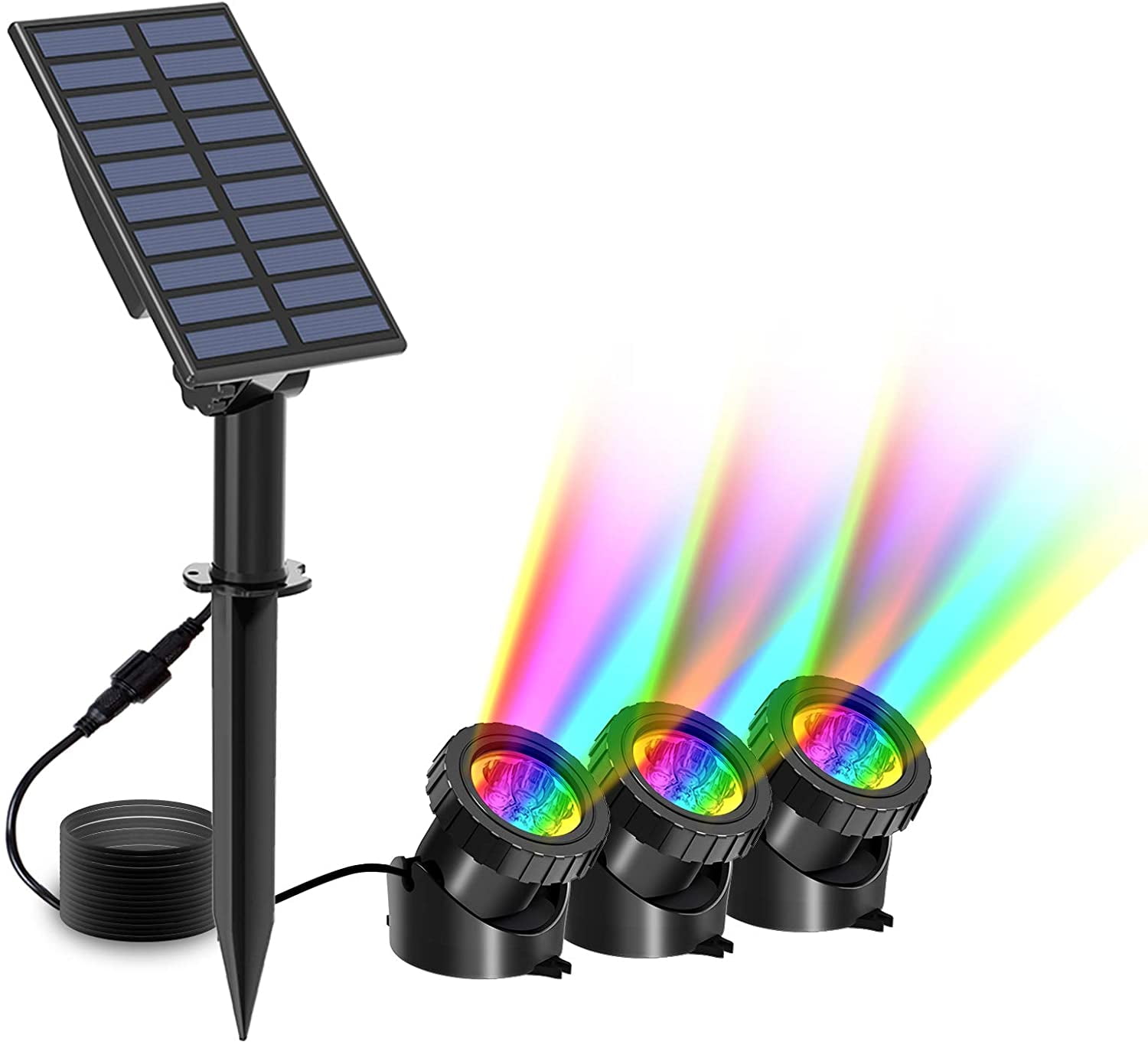 RGB Solar Powered Underwater Projection Lights LED Spotlight Garden Pond Lawn 