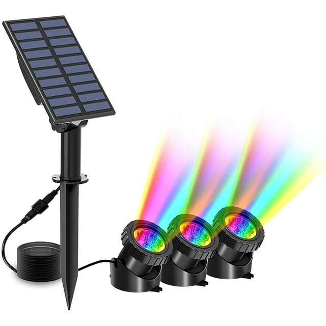 Yeacher Solar Pond Lights, 3 in 1 RGB Color Changing Underwater Pond Lights, Outdoor Waterproof