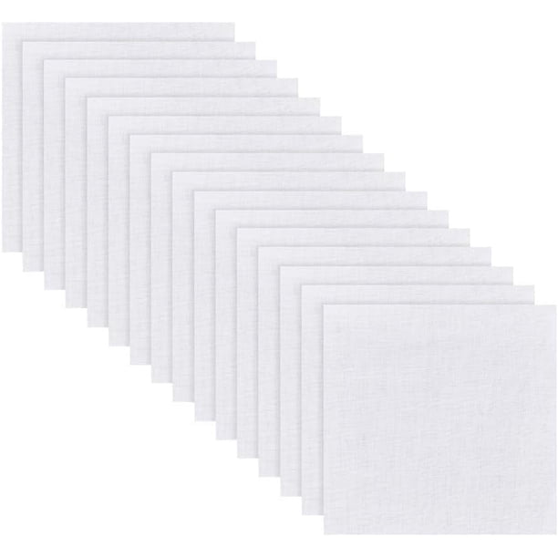50 piezas de tela 100% algodón blanca precortada, cuadrados, 5,98 x 5,94 pulgadas, tela de bordado, tela Aida de algodón