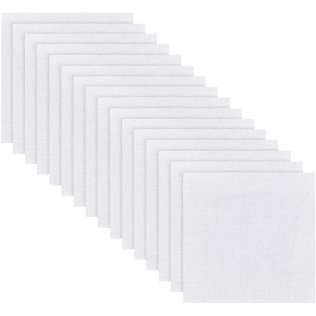 50 piezas de tela 100% algodón blanca precortada, cuadrados, 5,98 x 5,94 pulgadas, tela de bordado, tela Aida de algodón